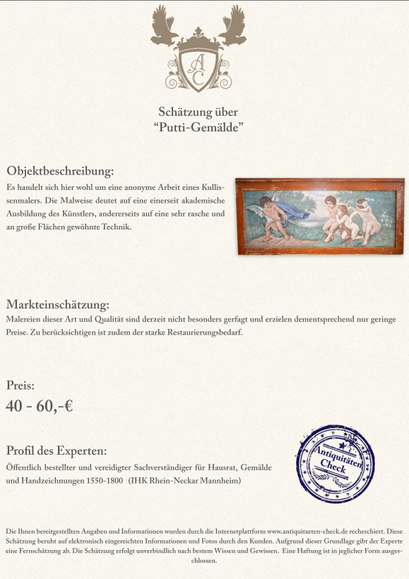 Expertise Putti-Gemälde